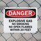 Signmission Explosive Gas No Smoking or Open Flames Within 20 Feet Danger Sign, Plastic, 14in x 10in, 2PK OS-2PACK-DS-P-1014-L-19349 - alternate 6